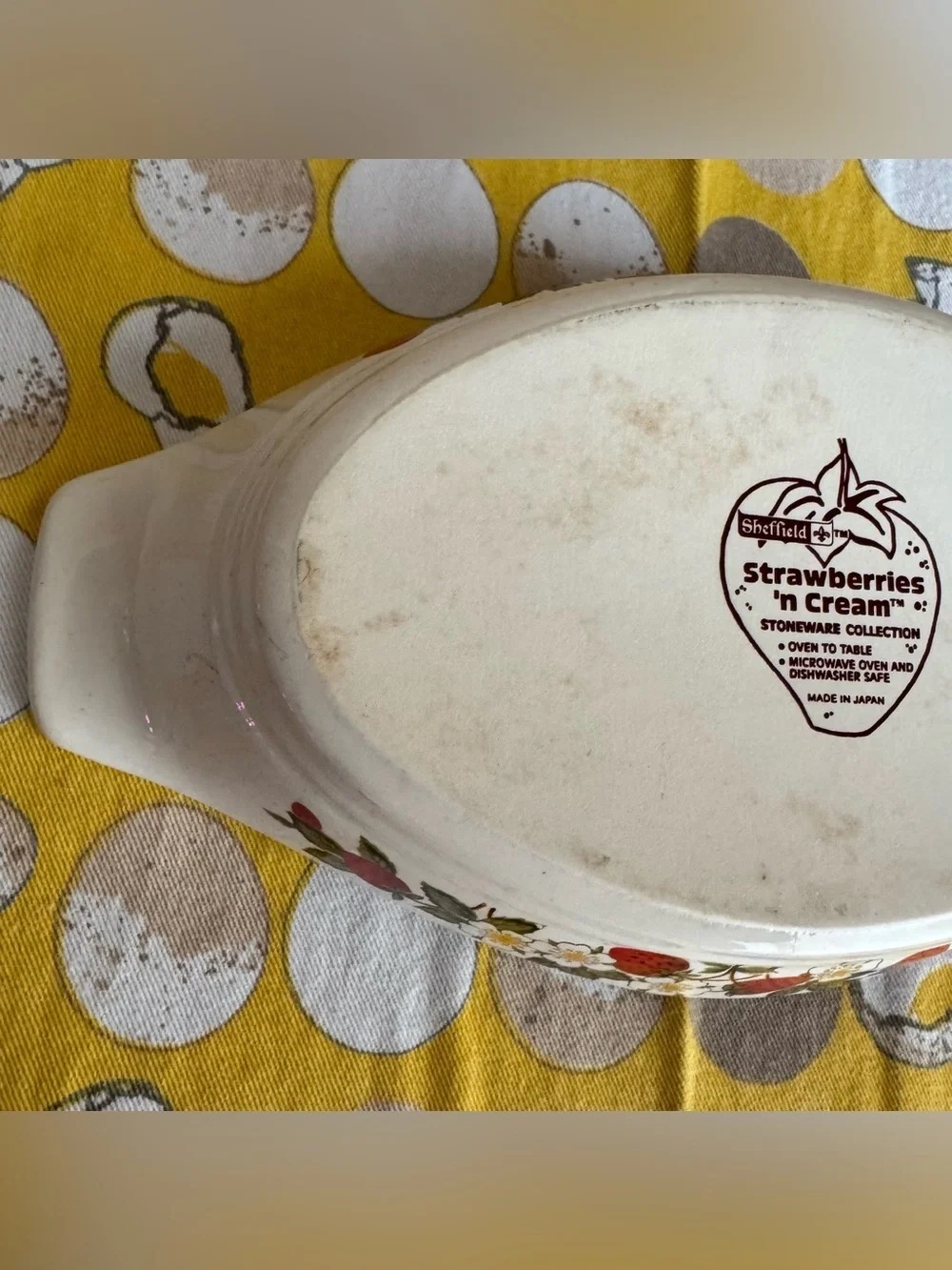 Vintage Sheffield Strawberries ‘n Cream lug handle baking dish